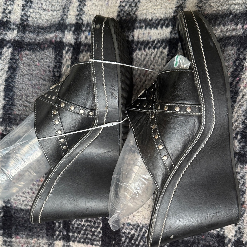 Harley Davidson Black Studded Wedges - Picture 10 of 13